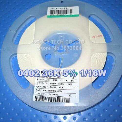 10000pcs 0402 36K 5% 1/16W HJ0402-36K Chip Resistor
