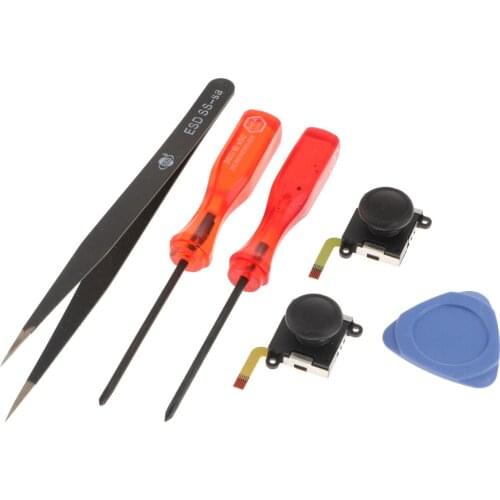 2pcs 3D Analog Joystick Thumb Stick Sensor Module + 4 in 1 Screwdriver Sets Replacement for Nintendo Switch Controller