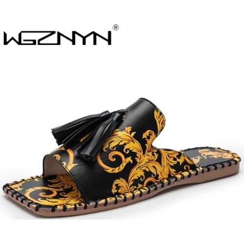 2021 New Women Slippers Fashion Tassels Summer Shoes Brand Beach Slides Retro Mules Shoes for Women Flat Slipper Outdoor Shoes