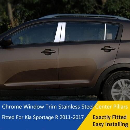 6 Pcs Chrome Window Pillar Strip Cover Trim Stainless Steel Center Pillars Sticker Exactly Fitted For Kia Sportage R 2011-2017