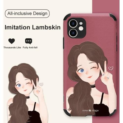 ASINA Imitation Lambskin Case For iPhone 12 Mini 11 Pro Max X XS XR Luxury Shockproof Back Cover For iPhone 6 6S 7 8 Plus SE2020