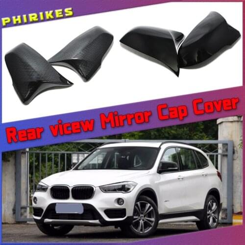 2pcs Car Styling Excellent Black Mirror Cover Caps Carbon Fiber Pattern for BMW 2 Series Z4 X1 X2 F48 F49 F45 F46 F39 F53 G39