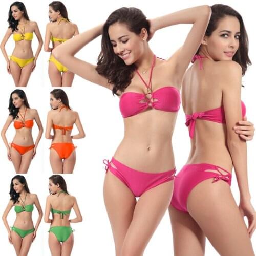 2021 Swimwear Fashion Gold Bead Neck Multi Breasted Sexy Curve Beauty Swimsuit Dm061 Biqiuni Women Bikini Set New