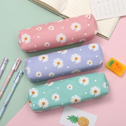 1pc Kawaii Daisy Pencil Case Floral Flower Zipper Pencil Cases Gift School Pencil Box Pencil Bag School Supplies Stationery