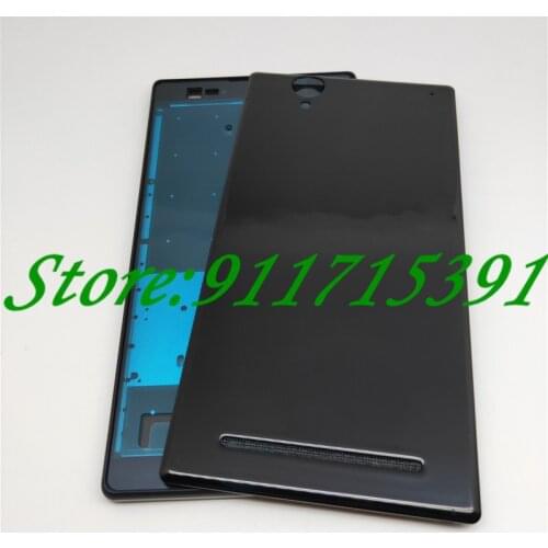 Full Housing For Sony Xperia T2 Ultra Single /dual card Housing Cover Bezel Middle Mid Frame Faceplate Battery Back Cover+Logo