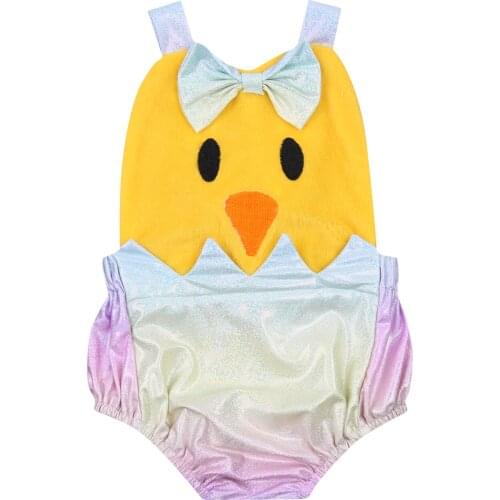 Citgeett Summer 0-24M Cute Newborn Baby Girl Boys Bodysuit Cartoon Print Sleeveless Backless Bowknot Jumpsuit One-Pieces