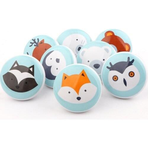 Children Decoration Nordic Wind Cartoon Animal Ceramic Cabinet Drawer Bookcase Hand-in-hand Small Handle Cute Cabinet Door