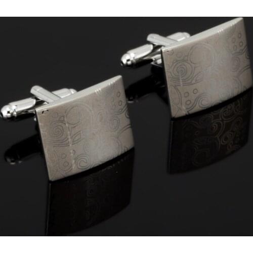 Hot selling Luxury Laser pattern gemelos shirt cufflinks for mens Brand cuff buttons cuff links High Quality Silvery abotoaduras
