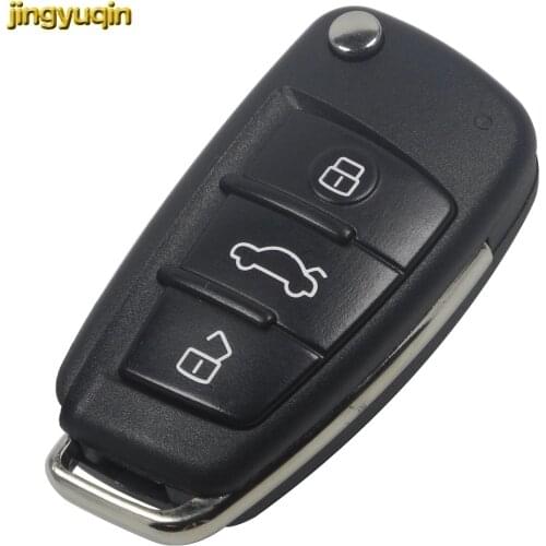 Jingyuqin no blade Car Case Replacement Folding Flip Remote Key Shell Case 3 Button Case For AUDI A2 A3 A4 A6 A6L A8 TT