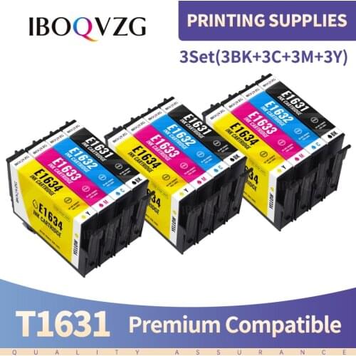 IBOQVZG 16XL Ink Cartridge Replacement for Epson T1631 T 1631 16XL 16 XL for WF-2010W 2510WF 2520NF 2530WF 2540WF Printers