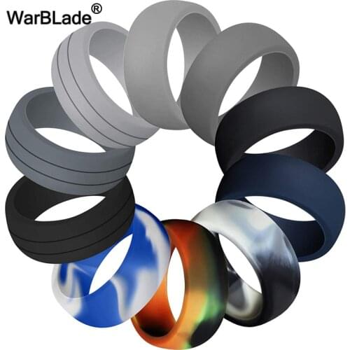 10pc/set Environmental Sports Silicone Ring For Men Flexible Hypoallergenic Crossfit Rubber Finger Ring Women Wedding Rings Gift