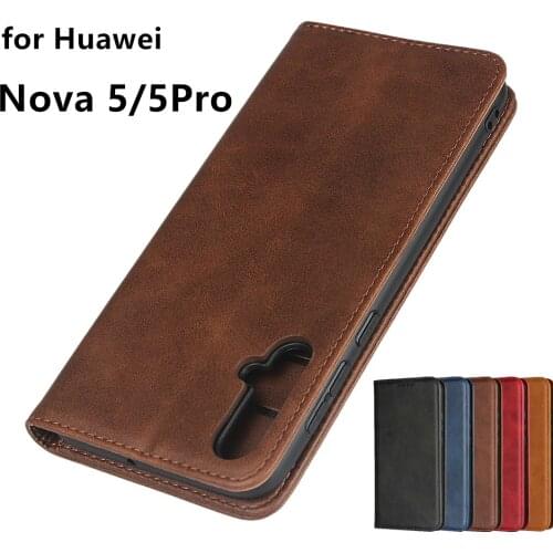 Leather case for Huawei Nova 5 / Nova 5 Pro Flip case card holder Holster Magnetic attraction Cover Case Wallet Case