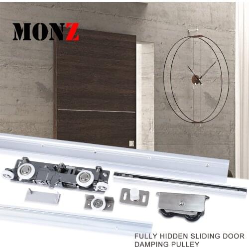 Magic sliding Door Ghost Door Designer Recommend Wooden Sliding Door Rail Single Leaf Fully Hidden Slides Door Hanging Roller
