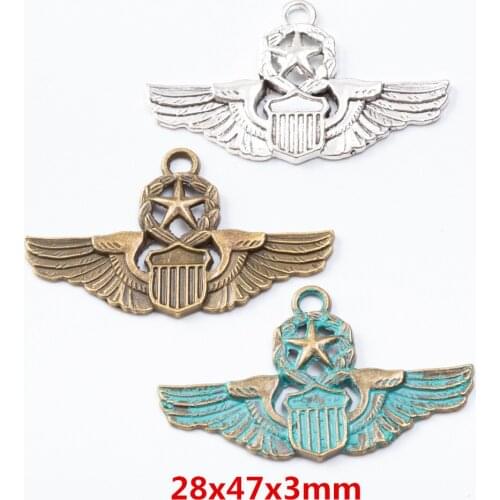 10 pieces of retro metal zinc alloy wing pendant for DIY handmade jewelry necklace making 7401