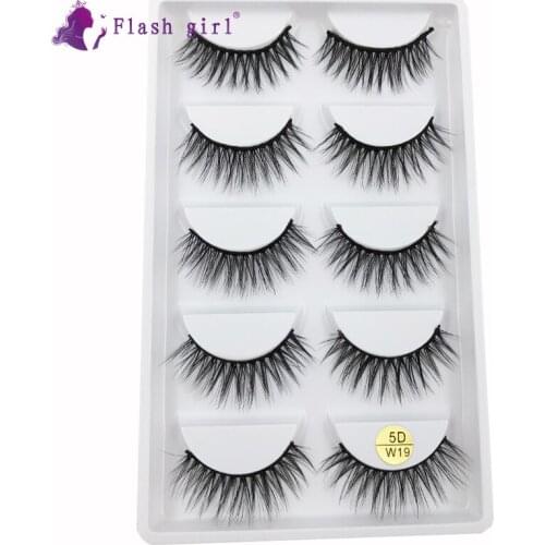 Flash Girl High Quality False Eyelashes 5D-W19 Handmade Cruelty Free 5D Mink Lashes Wispy Natural Soft Long Fake Eyelash
