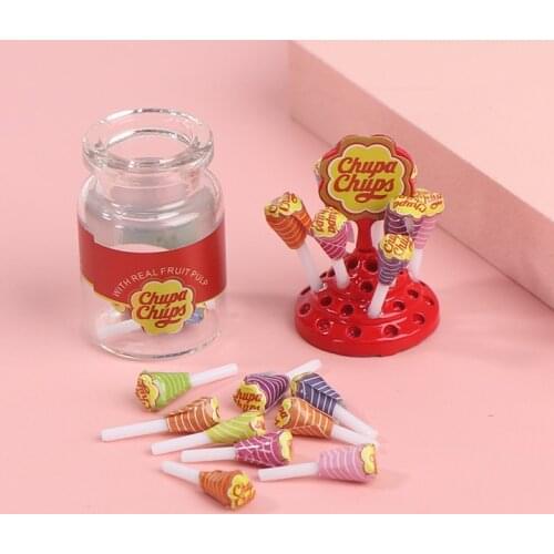 New Miniature Dollhouse 1: 6 Scale Candy Can With Candies Lollipop For Doll Pretend Food Kitchen Toys