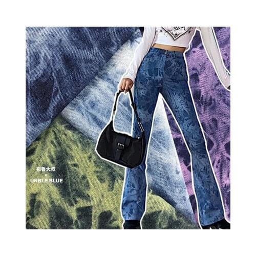 Washed pure cotton tie dyed denim fabric trend heavy pants bags clothing fabric DIY handmade clothing fabric
