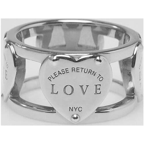 1:1 Brand 925 Sterling Silver Ring For Women Heart-Shaped Arrangement Wide Ring 2 Color Ladies Light Luxury Jewelry Gift