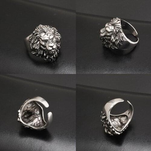 Punk Retro Lion Domineering Ring Prairie King Mens Alloy Ring Exaggerated Ring Jewelry Gift Adjustable Opening New Arrival