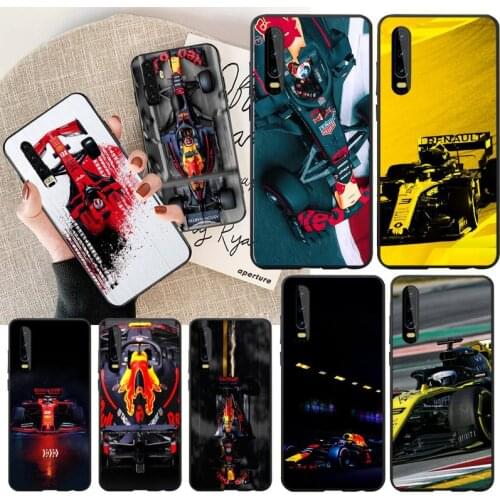 PENGHUWAN for Formula 1 Black TPU Soft Rubber Phone Cover for Huawei P30 P20 Mate 20 Pro Lite Smart Y9 prime 2019