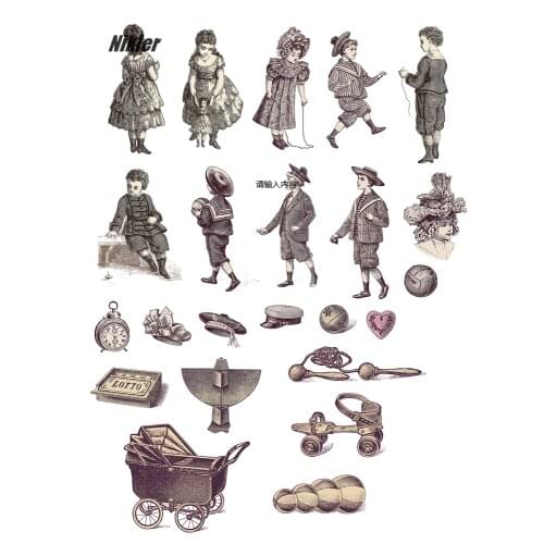 39pcs Retro western children teen characters retro toys DIY Stickers Diary Album Decoration scrapbooking stationery stickes