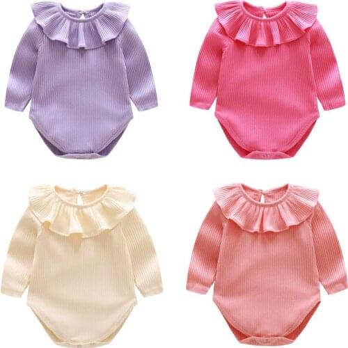 2020 New Summer Autumn Baby Clothes Ribbed Cotton Solid Newborn Baby Boys Girls Bodysuit Jumpsuit Baby Rompers