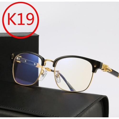 K19 Anti blue light glasses cross flower pure titanium fashion accessories retro titanium plate spectacle frame myopia spectacle