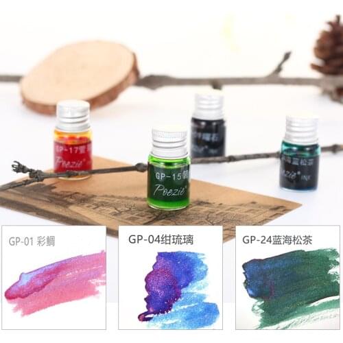Poezie gp series 24 color ink with golden powder dip pen fountain pen color ink. painting drawing ink