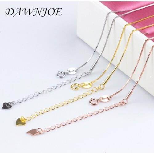 True 925 Sterling Silver 3 Color 40+5cm 0.6mm Chain plating 18k Gold DIY Making Necklace jewelry components Finding