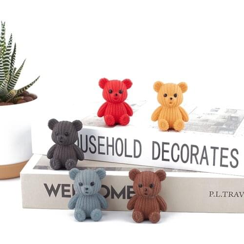 Popular Party Home Decoration Accessories Cute Plastic Teddy Bear Miniature Fairy Easter Animal Garden Figurines Home Decor