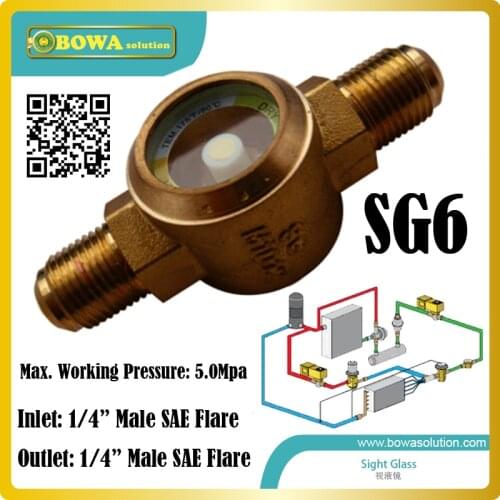 1/4" threaded sight glass indicates cooling system mositure & refrigerant status at the site to protect the system running safe