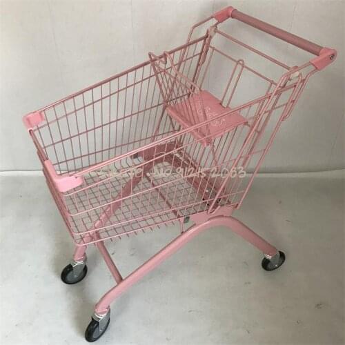 Pink Shopping Cart Adult Photo Props Supermarket Mute Trolley White Net Celebrity Photography
