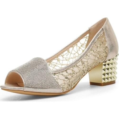 Sandals 2019 New Style With High Heel Thick With Summer And Summer Wild Net Red Roman Fish Mouth