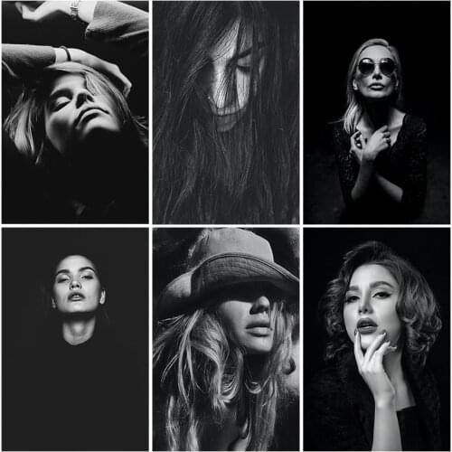 Modern Portrait Photography Decorative Canvas Painting Ins Black and White Gray Portrait Sofa Background Wall Painting Poster