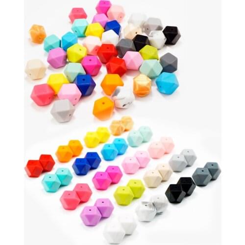 Sutoyuen 200Pcs 17mm Loose Hexagon Silicone Beads DIY Baby Teething Chewable Pacifier Infant Toy Necklace Jewelry Accessories