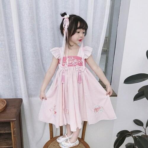 Tonytaobaby Summer New Female Baby Chinese National Style Childrens Hanfu Dress Princess Dress
