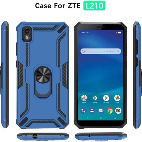 For ZTE Blade L210 Shockproof Phone Case Magnetic Metal Ring Holder Protective Shell TPU Mobile Phone Back Cover