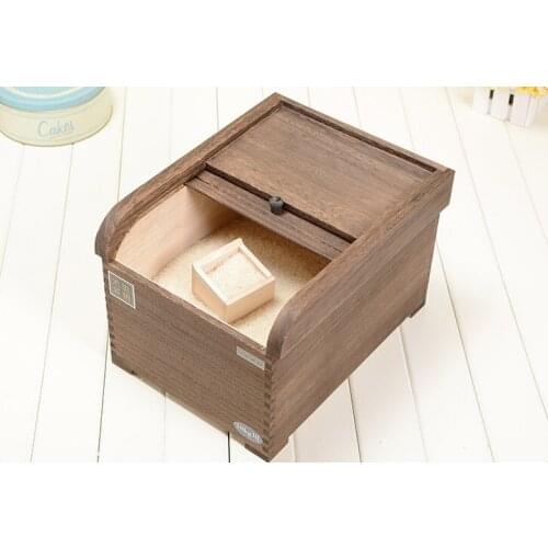 Japanese wooden rice container stocker grain wood finish rice bin storage box environmental kitchen organizer box moistureproof