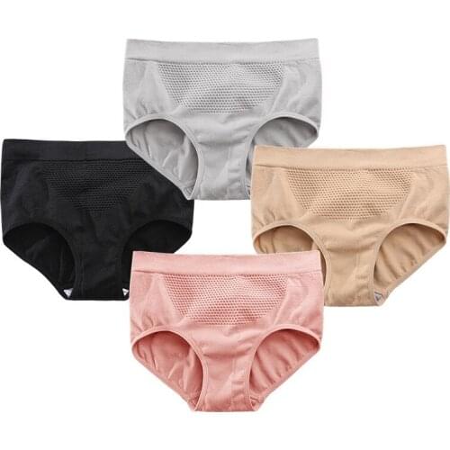 Women Panties Honeycombs Cotton Briefs Seamless Middle Waist Shorts Lingerie Underwear 48