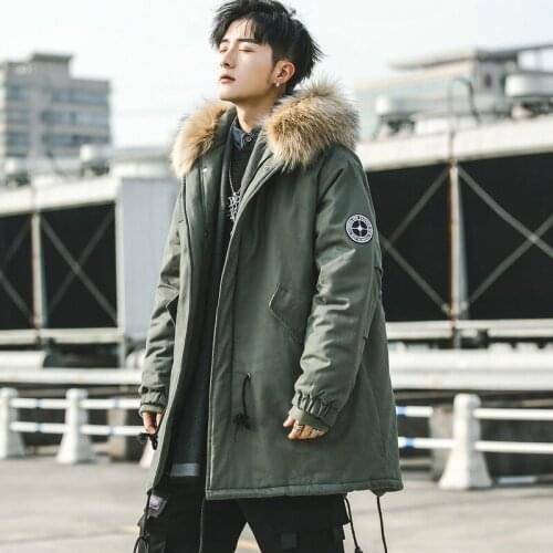 Winter Warm Long Parka For Men Japanese Black Casual Jacket 2020 Fashion Side Sleeve Graphic Printed Man Fashion Parkas