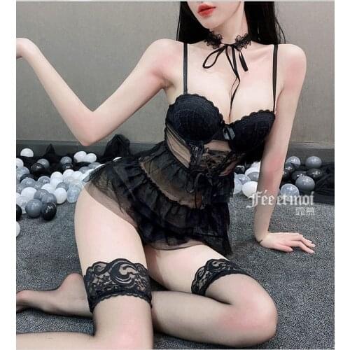 Porno Sexy Lingerie Hot Erotic Dress Women Sleepwear Underwear Backless Lace Sex Nightwear Uniform+G-string