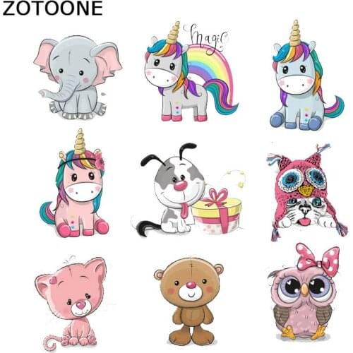 ZOTOONE Cartoon Unicorn Patches Iron on Patches for Childrens T-shirt Dresses A-level Washable Stickers Heat Press Appliqued E