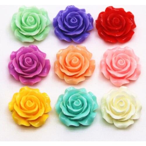 10pcs 28mm Mixed Color camellia flower resin flatback cabochon DIY jewelry/phone decoration No Hole