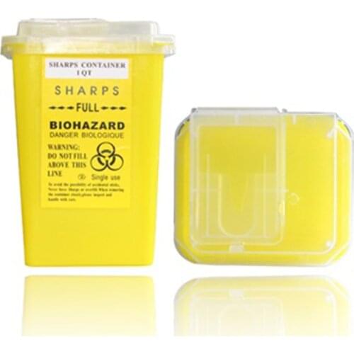 1PC Yellow Tattoo Sharps Container Plastic Biohazard Needle Disposal Sharps Containers For Tattoo Artists Free shipping