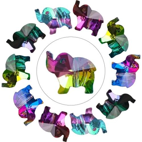 20pcs Colorful Crystal Charms Elephant Pendants 18mm Glass Beads For DIY Making Earing Jewelry Accessories Needlwork Wholesale