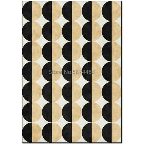 200*300cm Modern Minimalist Geometric Black Gold Circle Living Room Bedroom Bedside Carpet Floor Mat Customization