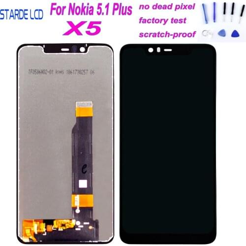 100% Tested for Nokia 5.1 Plus LCD Display Touch Screen 5.86" for Nokia X5 LCD Digitizer Assembly Replacement with Free Tools