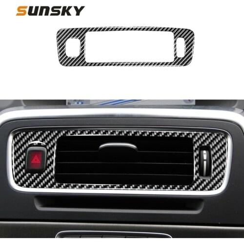 Car Central Control Below Air Outlet Sticker for Volvo V60 2010-2017 /S60 2010-2018 Carbon Fiber Decorative Sticker, Right Drive