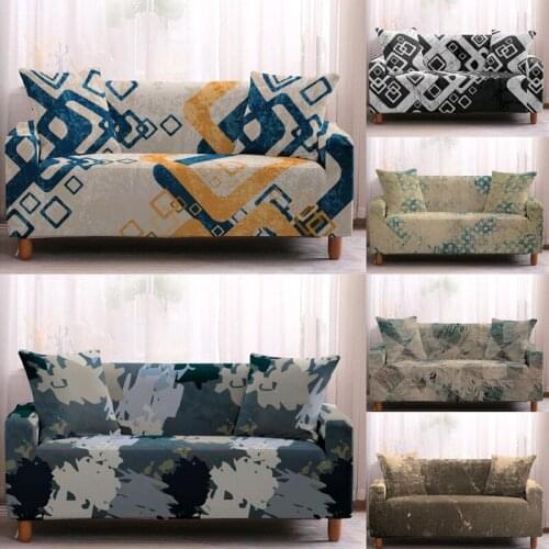 Geometry Print Elastic Sofa Cover Stretch Couch Slipcovers Corner Sofa Covers for Living Room Sectional Couch Cover 1-4 Seaters
