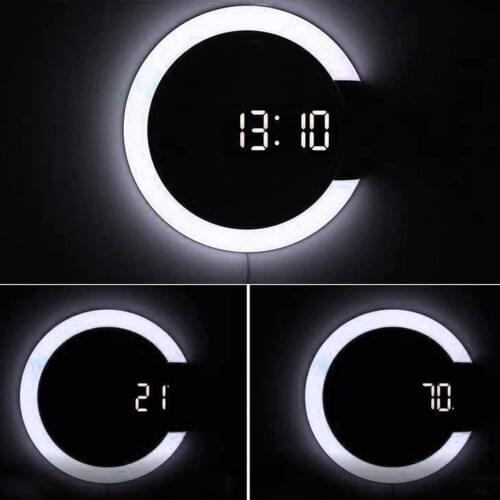 Digital Office wall clock Decorative Digital Home 3D 12' LED Wall Clock Remote Control Snooze Function